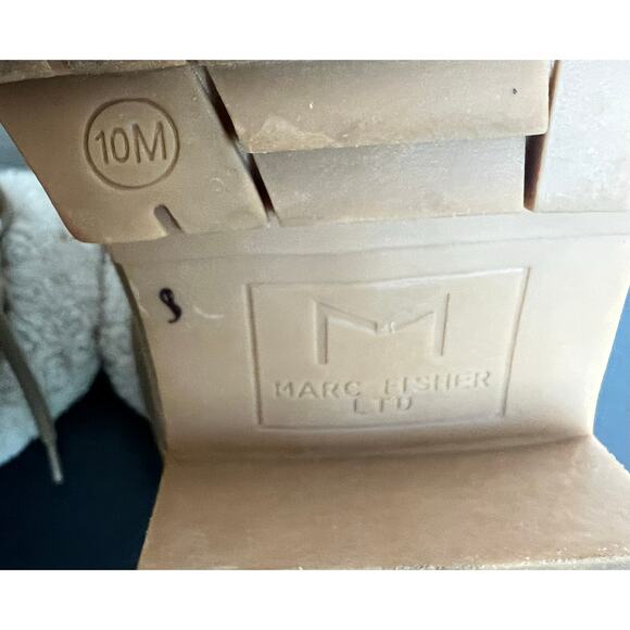 Marc Fisher LTD Brylee Beige Cream Shearling Trim Suede Lace Up Combat Boots 10M - Picture 10 of 10